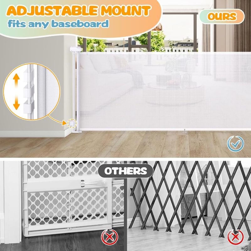 Photo 1 of NEW**135'' Retractable Baby Gates Extra Wide, 35" Tall Upgraded Retractable Dog Gate, Extra Wide Baby Gate for Stairs, Retractable Gate for Doorways, Stairs, Hallways, Indoor/Outdoor, White
