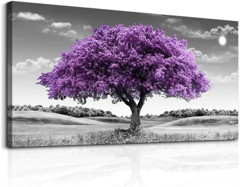 Photo 1 of BRAND NEW**FUHAIHUA Large Canvas Wall Art For Living Room Wall Decor For Office Aesthetic Bedroom Wall Decorations Purple Tree Landscape Painting Black and White Pictures Artwork Room Modern Home Decor
