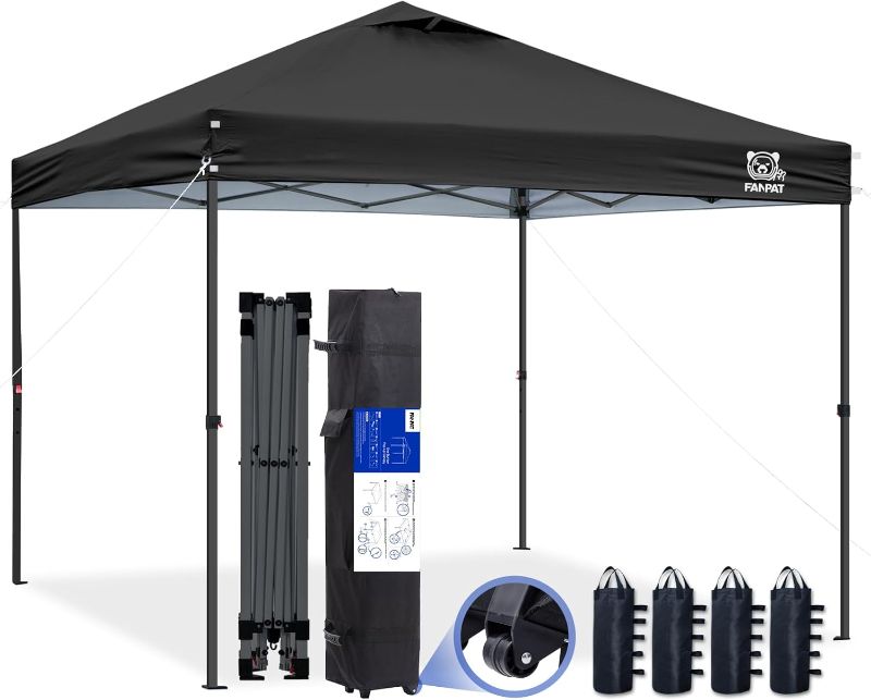 Photo 1 of 10x10 Pop Up Canopy Tent,300D Silver-Coating Top,1-Person Setup Commercial Heavy Dury Canopy Tent Instant Portable Shelter and Wheel Carry Bag, Bonus 8 Stakes and 4 Canopy Weights(Black)…
