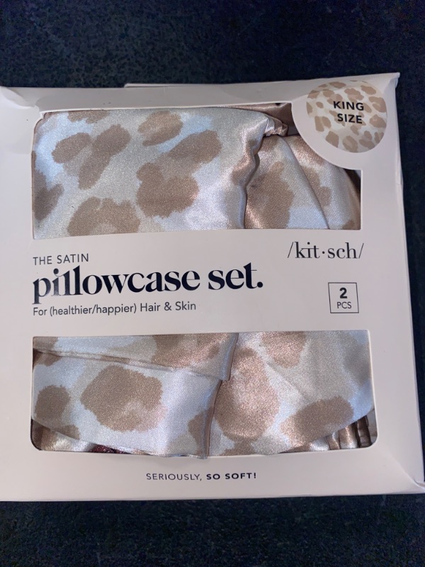 Photo 2 of Kitsch Satin Pillowcase with Zipper for Hair and Skin, Softer Than Silk Pillow Cases, 2 Pack Cooling Pillow Covers, Machine Washable, Wrinkle-Free Satin King Size Pillow Cases Set of 2 19"x36" Leopard
