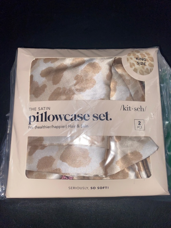 Photo 3 of Kitsch Satin Pillowcase with Zipper for Hair and Skin, Softer Than Silk Pillow Cases, 2 Pack Cooling Pillow Covers, Machine Washable, Wrinkle-Free Satin King Size Pillow Cases Set of 2 19"x36" Leopard
