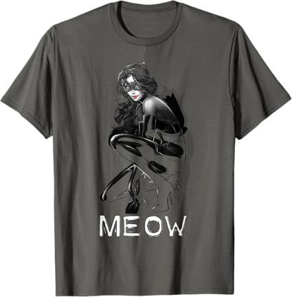 Photo 1 of LARGE DC Catwoman Text Meow T-Shirt
