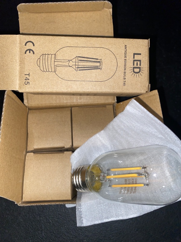 Photo 2 of DORESshop Vintage LED Edison Bulbs,Non-Dimmable, 6W Warm Light Bulbs 60 Watt Equivalent,2700K Warm White, ST58 Antique LED Filament Bulbs,E26 Medium Base,Clear Glass,4 Pack
