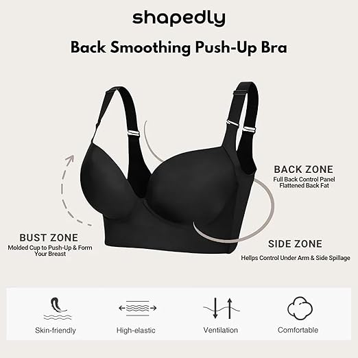 Photo 2 of 38C Shapedly Bra, Shapedly Back Smoothing Push-Up Bra™, Full Coverage Supportive Seamless Comfortable Bra, Breathable
