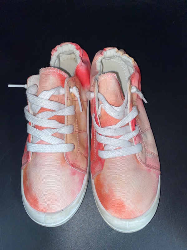 Photo 2 of SIZE 7 Peach Pink Orange Tie Dye Canvas slip on sneaker