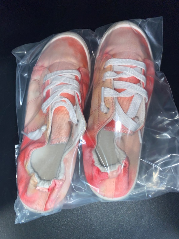 Photo 4 of SIZE 7 Peach Pink Orange Tie Dye Canvas slip on sneaker