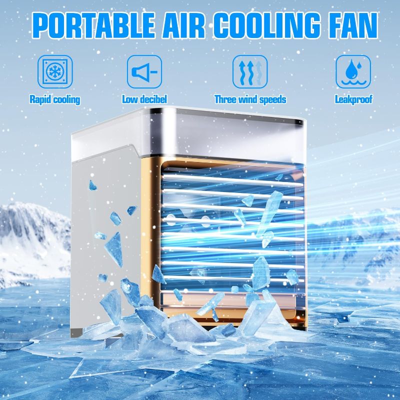 Photo 2 of CLAMPER Portable Air Conditioners, Evaporative Mini Air Conditioners with 4 in 1 Humidifier Fan Conditioner, Powerful 2 Mist Settings, 3 Speeds, 7-color Night Light Portable for Room Office