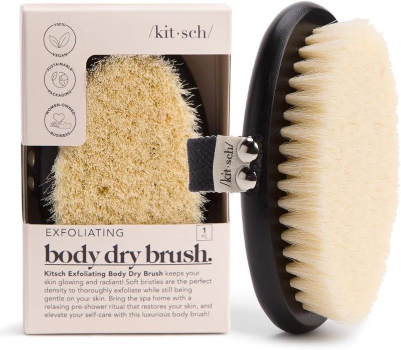 Photo 1 of Kitsch Dry Brushing Body Brush & Exfoliating Body Scrubber, Lymphatic Drainage Massager with Soft Vegan Bristle for Sensitive Skin, Gentle Back Scrubber & Dry Brush Body Care Exfoliator