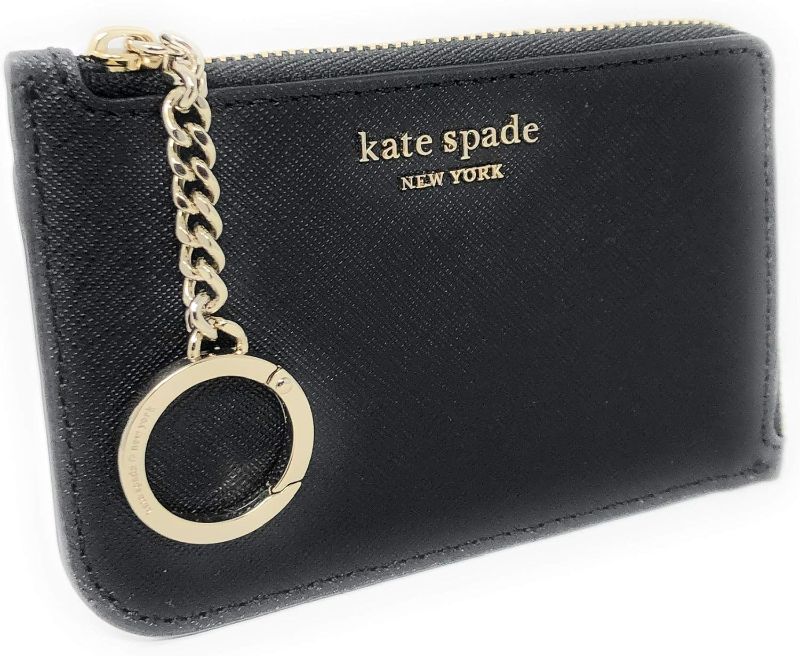 Photo 2 of Kate Spade New York Medium L-Zip Leather Card Holder Keychain Black