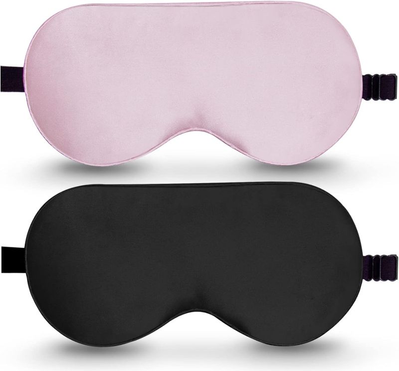 Photo 1 of BeeVines Sleep Mask, 2 Pack 100% Real Natural Pure Silk Eye Masks with Adjustable Strap for Sleeping, Mulberry Silk Eye Sleep Shade Cover, Blocks Light Reduces Puffy Eyes Traveling Gifts