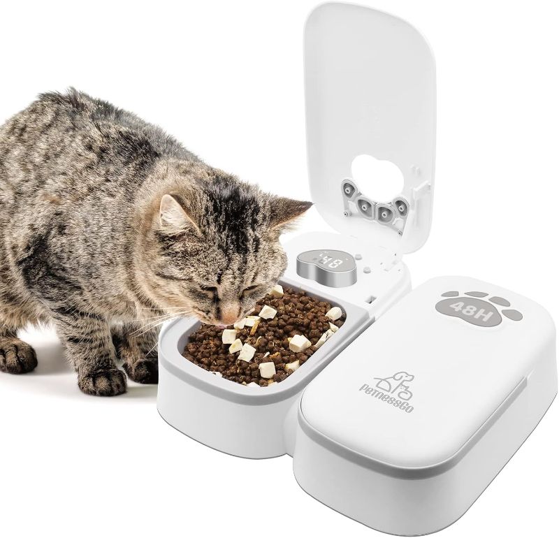 Photo 1 of Automatic Wet Food Cat Feeders,2 Meals Digital Microchip Cat Feeder for Dog & Cat,Dry or Semi-Moist Pet Food Dispenser with 48 Hours Timer,Tamper Resistant Design (Cat Feeder)