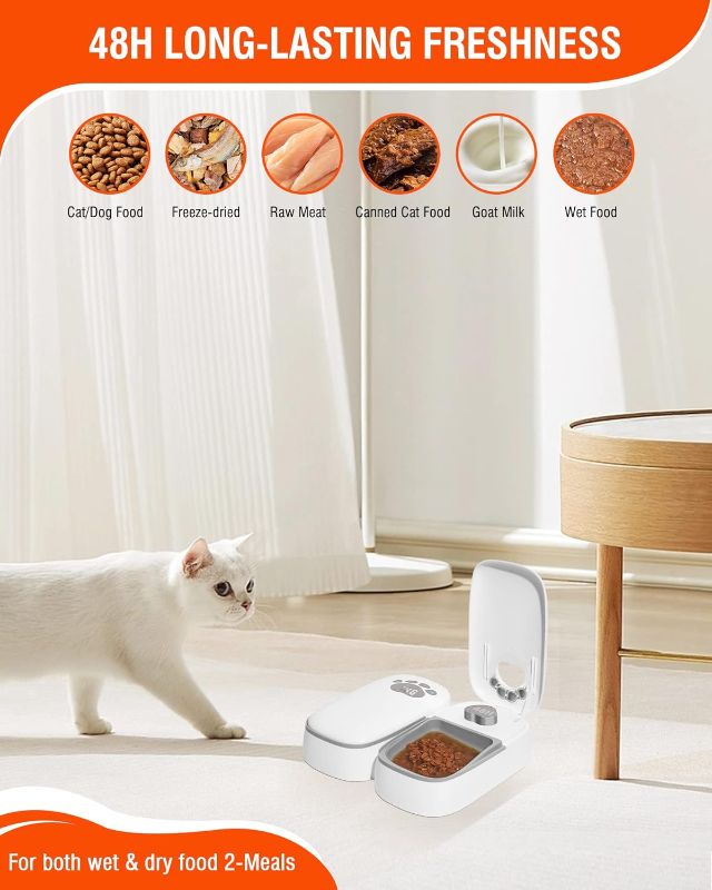 Photo 2 of Automatic Wet Food Cat Feeders,2 Meals Digital Microchip Cat Feeder for Dog & Cat,Dry or Semi-Moist Pet Food Dispenser with 48 Hours Timer,Tamper Resistant Design (Cat Feeder)