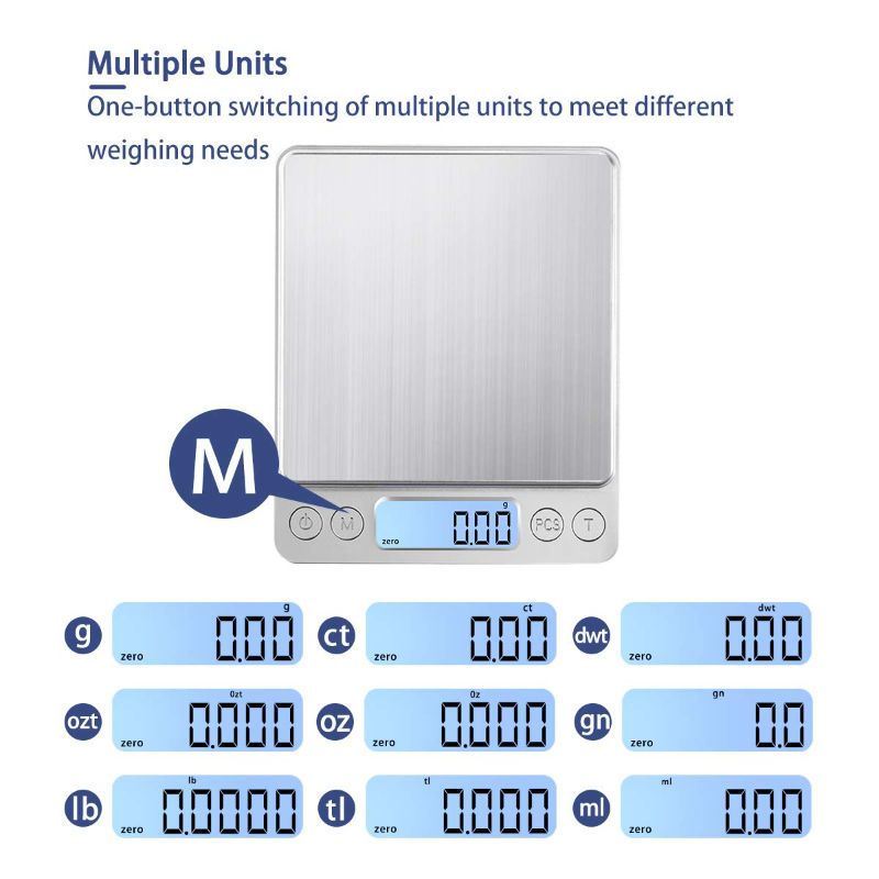 Photo 2 of Upgraded Large Range Small Kitchen Scale, USB Charging Mini Food Electronic Scale, High Accuracy Cooking Scale, Pocket Scale with LCD Display, 1kg/0.01