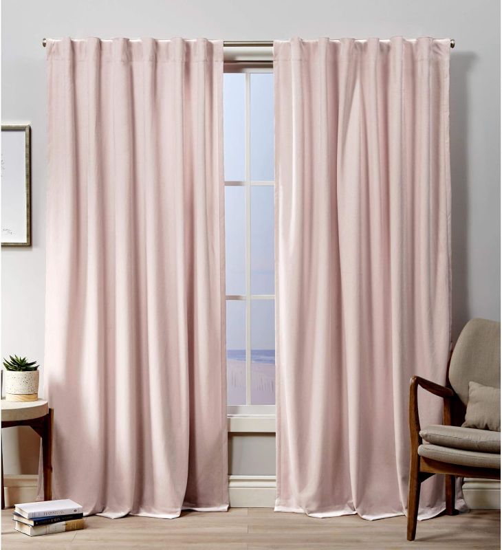 Photo 1 of Exclusive Home Velvet Heavyweight Light Filtering Hidden Tab Top Curtain Panel Pair, 52"x84", Blush
