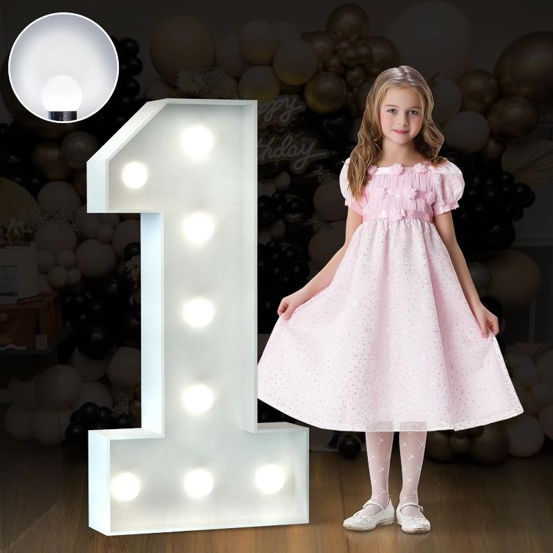 Photo 1 of imprsv 3FT Marquee Numbers, Light Up Numbers, Marquee Numbers 1, Cool White Light Up Numbers for Party, Big Numbers for 1st 16st 21st Birthday Party Decorations,Large Cardboard, Anniversary Decor