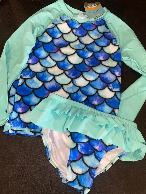 Photo 2 of 7Y UMELOK Toddler and Little Girls Rash Guard Sets with Bikini Bottoms Swimwear