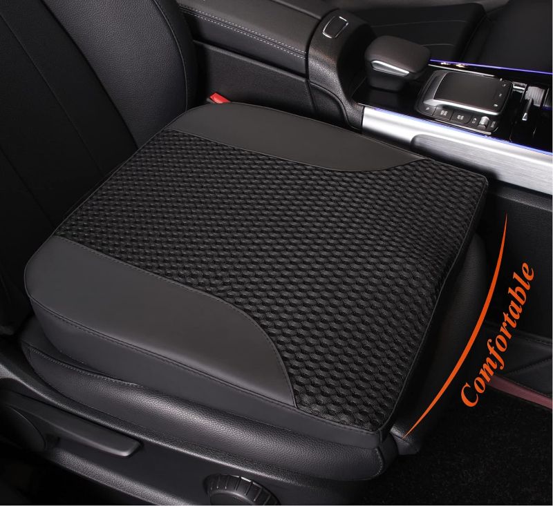 Photo 1 of kingphenix Premium Car Seat Cushion, Memory Foam Driver Seat Cushion to Improve Driving View- Coccyx & Lower Back Pain Relief- Seat Cushion for Car, Truck, Office Chair (Black Mesh Cloth)