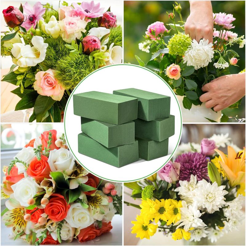 Photo 2 of 6 Pcs Floral Foam Blocks for Flower Arrangement (Larger Size 9” Lx4.3” Wx3” H) Wet and Dry Green Floral Foam for Wedding, Birthdays, Home Decorations