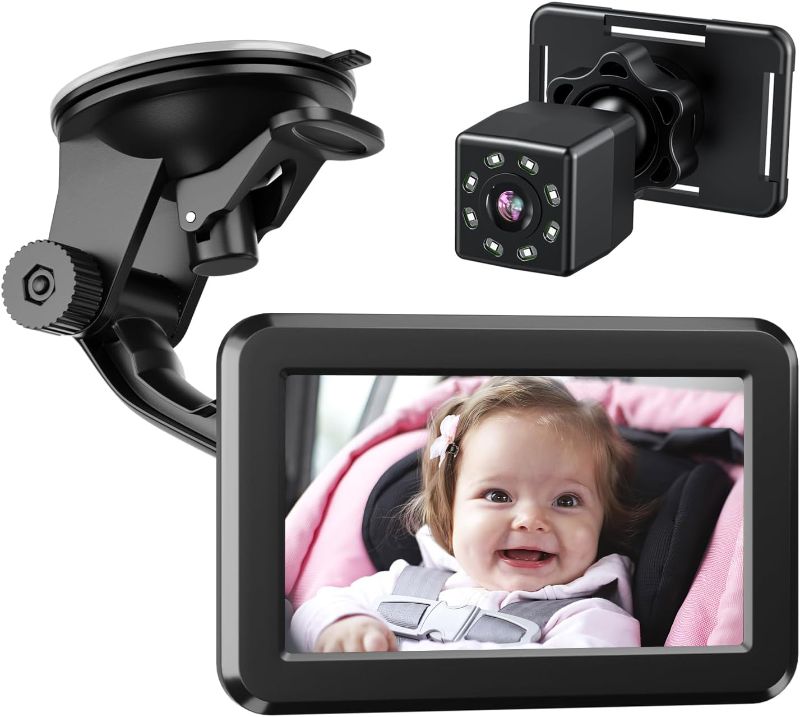 Photo 1 of Itomoro Back Seat Baby Car Camera with HD Night Vision Function Car Mirror Display, Reusable Sucker Bracket, Wide View, 12V Cigarette Lighter, Easily Observe the Baby’s Move