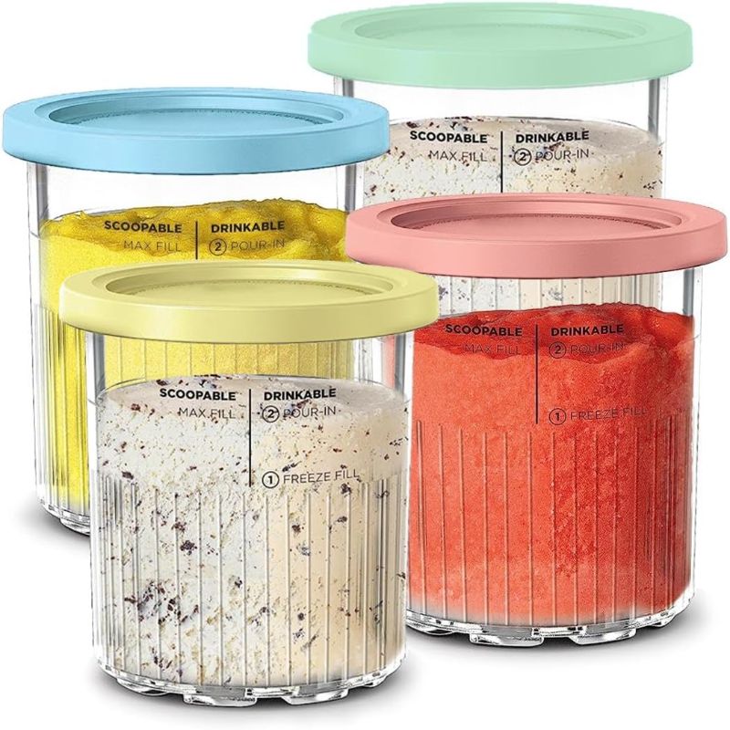 Photo 1 of Containers Replacement for Ninja Creami Deluxe 11-in-1 XL Family Size NC500/NC501 Pints - 4 Pack, 24 oz - Dishwasher Safe, BPA-Free, Leak Proof - Assorted Colors