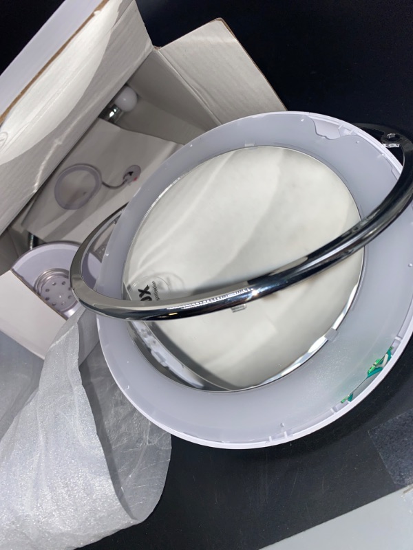 Photo 2 of ** FINAL SALE ** TOP4EVER Flexible 10X Magnifying Suction Mirror, Dimmable LED Lighted Vanity Mirror,Power Locking Suction Cup with day Light and 360 Degree Swivel, Portable Vanity Mirror for Home Bathroom MAJOR DAMAGE** ** SOLD AS IS **