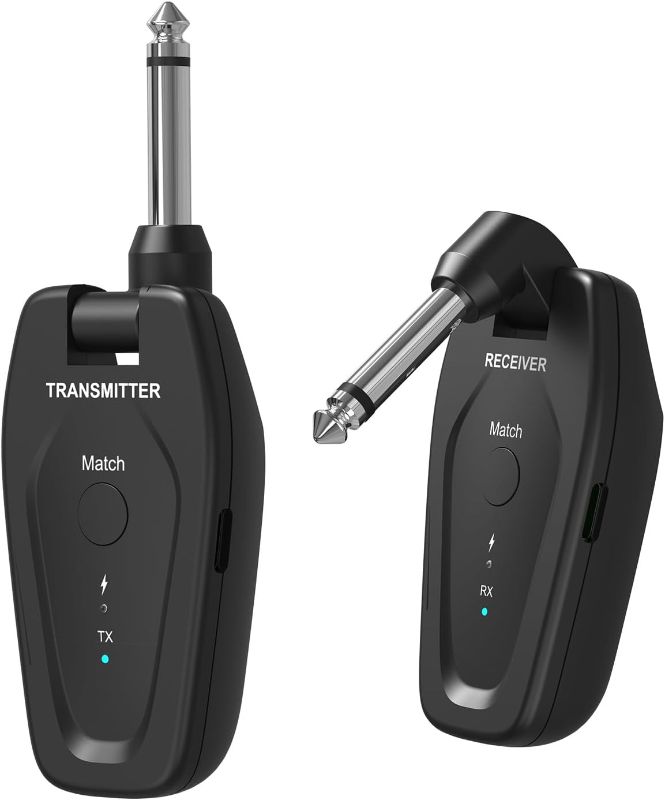 Photo 1 of 5.8GHz Wireless Guitar System, Upgraded Wireless Guitar Transmitter Receiver with Rechargeable Battery, Stereo and Mono, No Interference, Wireless Transmitter Receiver for Electric Instruments