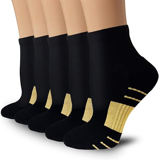 Photo 1 of L/XL 5 Pairs Copper Compression Socks for Women & Men - Ankle Plantar Fasciitis Arch Support Running Socks for Athletic USED**