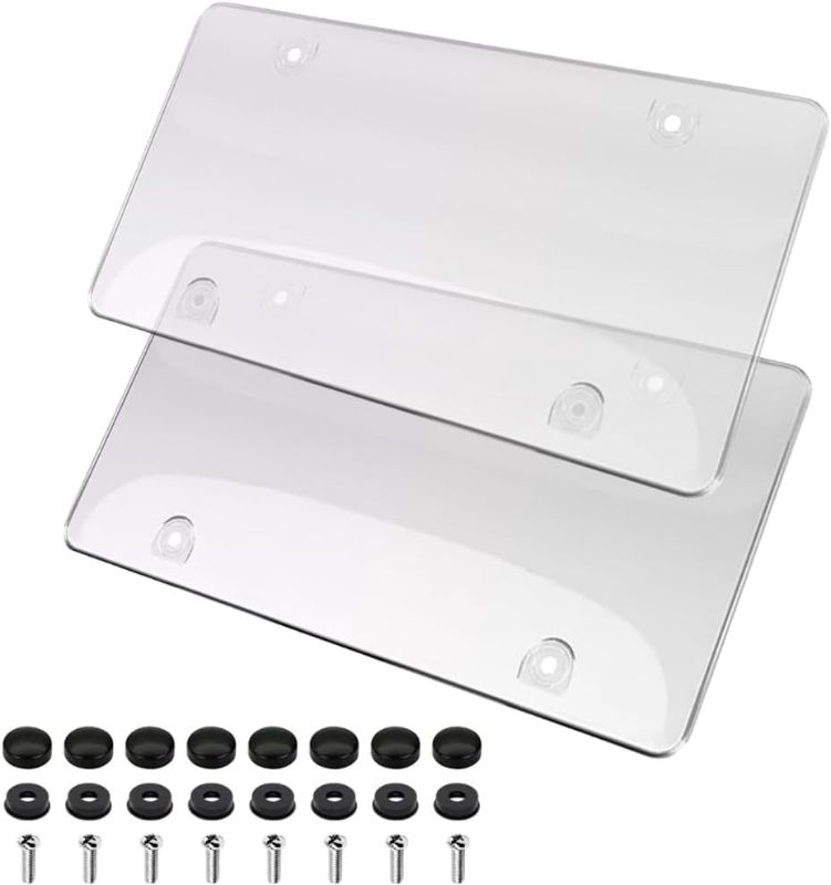 Photo 1 of High Wave License Plate Covers in a Pack of 2 (with Bolts) – with Rust Proof, Resist Shock & Weather Resistance - License Plate Frame for Protection (Clear)