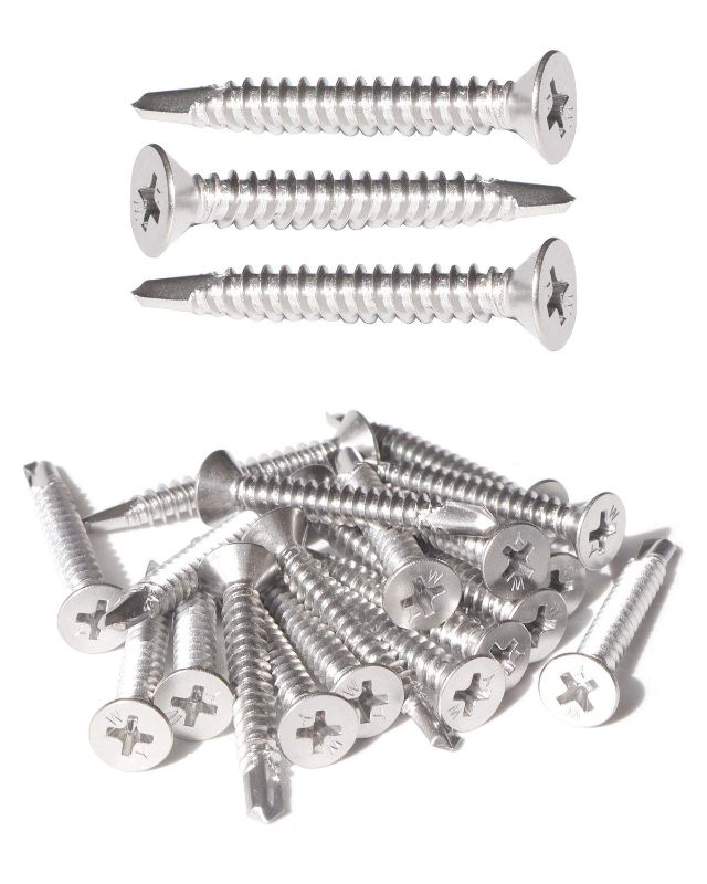 Photo 1 of Stainless Steel Sheet Metal Screws #10 x 1-1/2 Inch 100pcs, Self Drilling Flat Head Phillips Stainless Steel 410 Screws Standard Thread Teks Screws for Wood to Metal Stud by IMSCREWS 