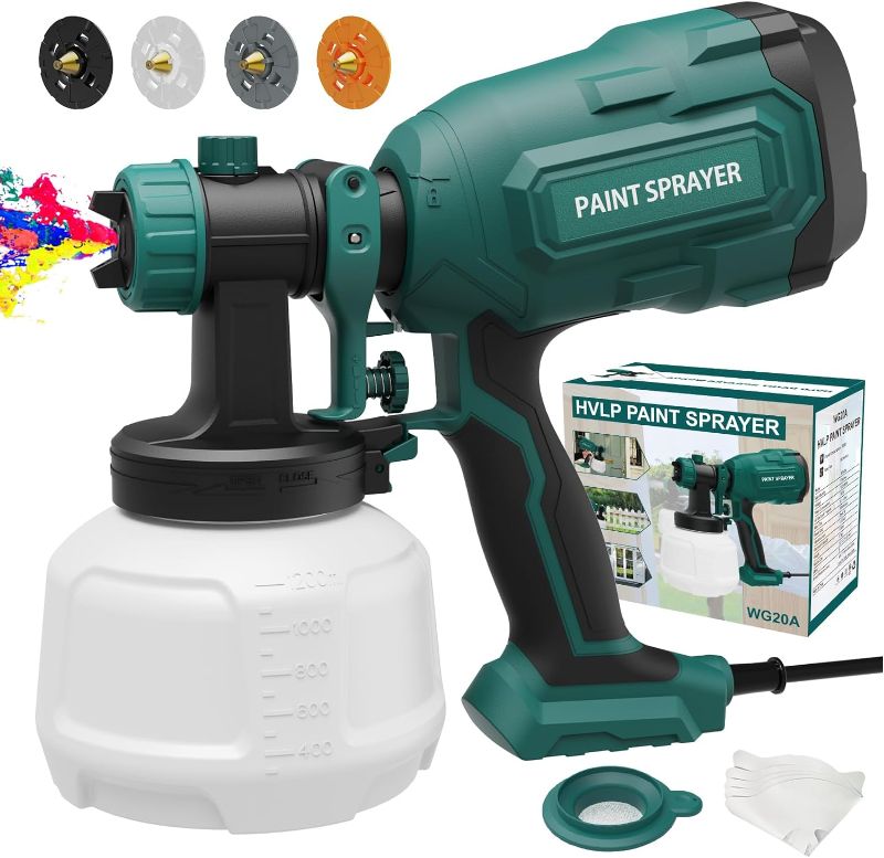 Photo 1 of ** FINAL SALE ** Paint Sprayer, 700W HVLP Spray Gun with 4 Nozzles & 3 Patterns, Paint Gun with Adjustable Spray Width, Paint Sprayers for Home Furniture, Cabinets, DIY Works, Garden Chairs etc. USED** ** SOLD AS IS ** 