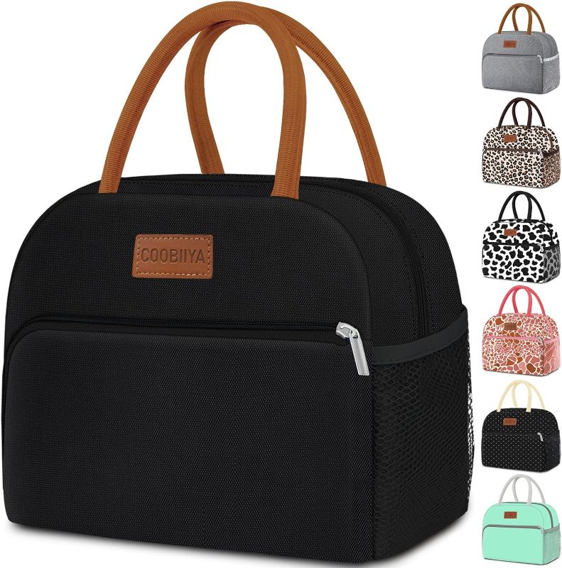 Photo 1 of Coobiiya Lunch Bag Women, Lunch Box Lunch Bag for Women Adult Men, Small Leakproof Cute Lunch Tote Large Capacity Reusable Insulated Cooler Lunch Container for Work/Office/Picnic/Travel-Black