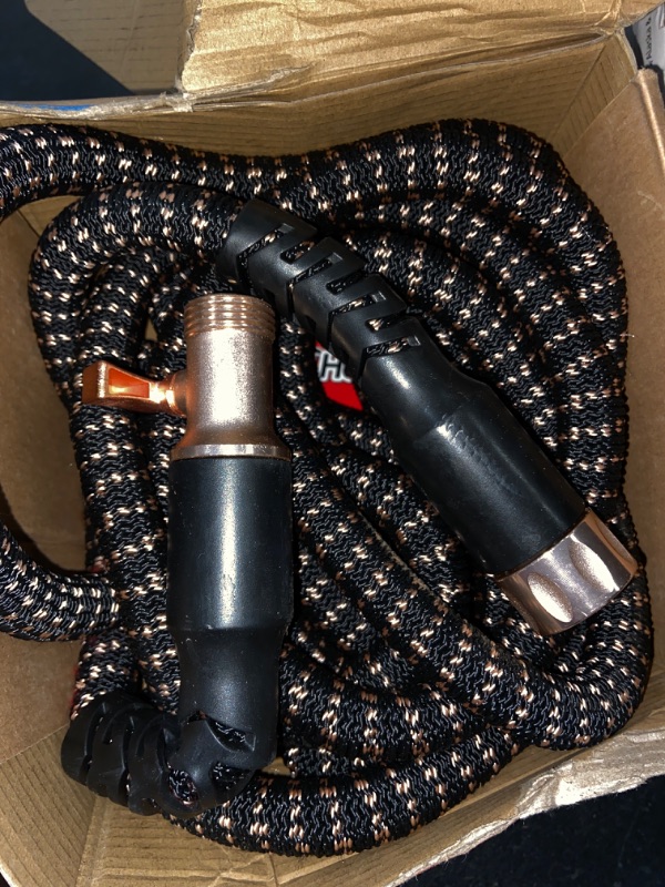 Photo 2 of Pocket Hose Copper Bullet Expandable Garden Hose 50 FT w/10 Pattern Thumb Spray Nozzle AS-SEEN-ON-TV 650psi 3/4 in Patented Lead-Free Ultra-Lightweight Solid Copper Anodized Aluminum Fittings No-Kink NOZZEL NOT INCLUDED***