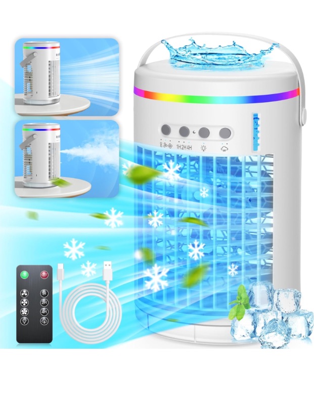 Photo 1 of 1400ml Portable Air Conditioners, Evaporative Mini Air Conditioner with 7 Colors Light 3 Speeds, Personal Conditioner with Remote,Personal Conditioner, BK20PLUS