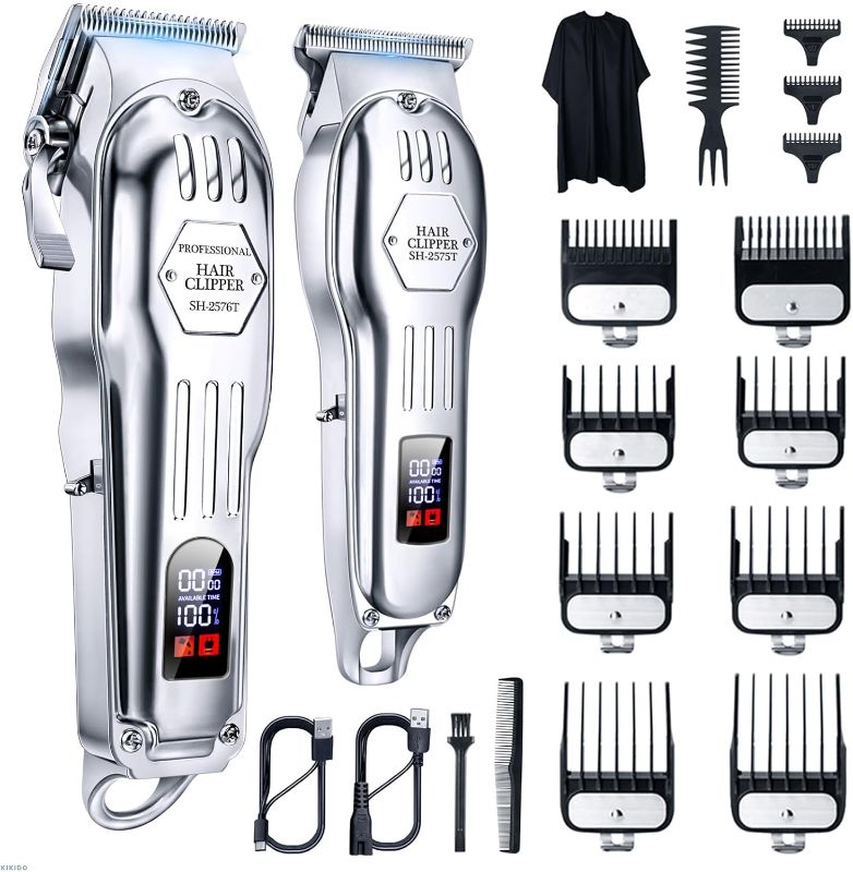 Photo 1 of KIKIDO Hair Clippers Professional Cordless for Men, Barber Clippers for Hair Cutting Kit, Wireless LCD Display Hair Trimmers Set, Rechargeable Haircut Machine for Family (Sliver)