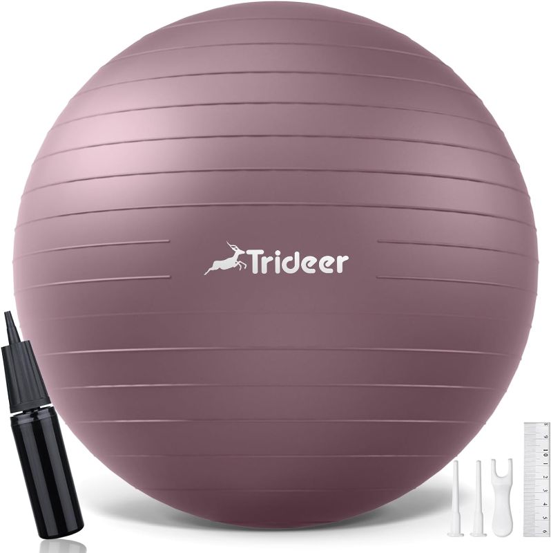 Photo 1 of Trideer Yoga Ball - Exercise Ball for Workout pilates Stability - Anti-Burst and Slip Resistant for physical therapy, Birthing, Stretching & Core Workout, Office Ball Chair, Flexible Seating, Home Gym