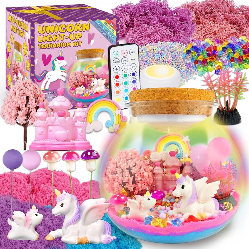 Photo 1 of ** FINAL SALE - SOLD AS IS ** Unicorn Terrarium Crafts Kit for Kids-LED Night Light Up & Remote Unicorn Birthday Gifts Toys for Girls Ages5 6 7 8 9 10 Year Old-Christmas Gifts for Girls UNICORNS MISSING***