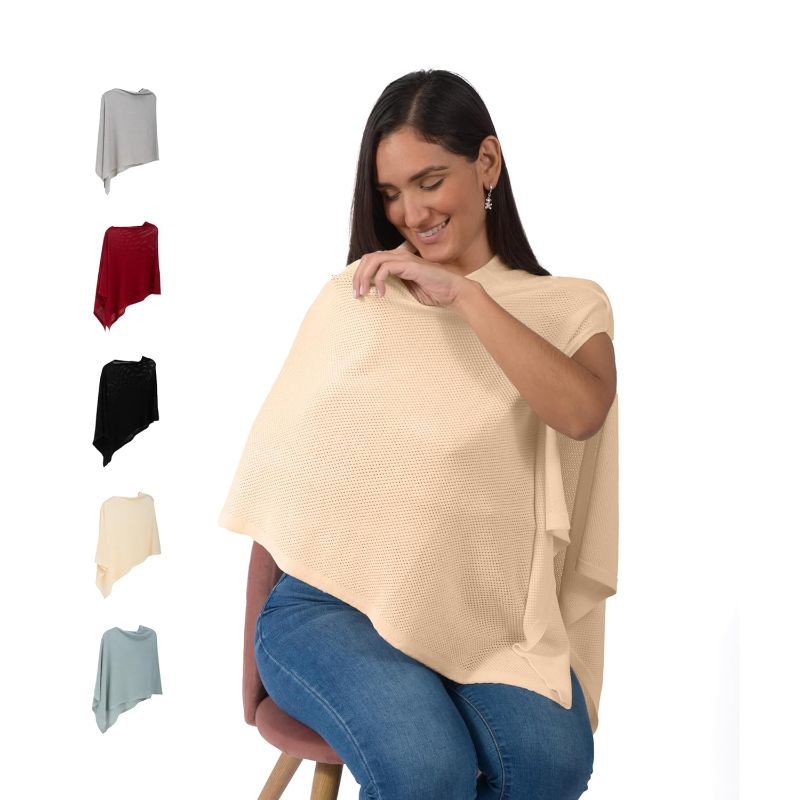 Photo 1 of Breathable Nursing Cover Up for Breastfeeding - Privacy Nursing Covers - Newborn Essentials Must Haves - Improved Ponchy by Gold Mamas - NUDE
