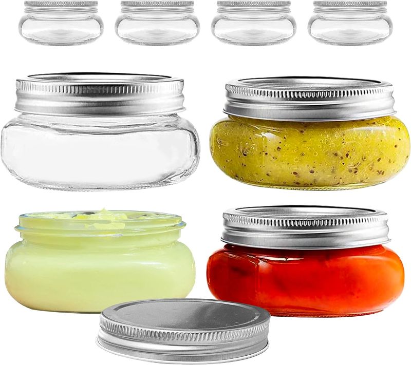 Photo 1 of Wide Mouth Mason Jar 8 oz for Pickling, Shea Butter Body Butter, Canning, Candles, Fruit Preserves, Jam or Jelly - Glass jar with Lids 8pc