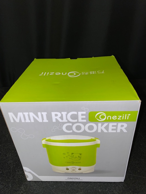 Photo 3 of 1 Cup Mini Rice Cooker Steamer 12V For Car, Cooking For Soup Porridge and Rice, Cooking Heating and Keeping Warm Function, Can be Used As a Electric Lunch Box (12v green)