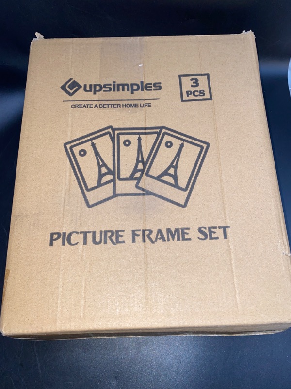 Photo 3 of upsimples 8.5x11 Picture Frame Set of 3, Made of High Definition Glass for 6x8 with Mat or 8.5x11 Without Mat, Wall and Tabletop Display Photo Frames, Black