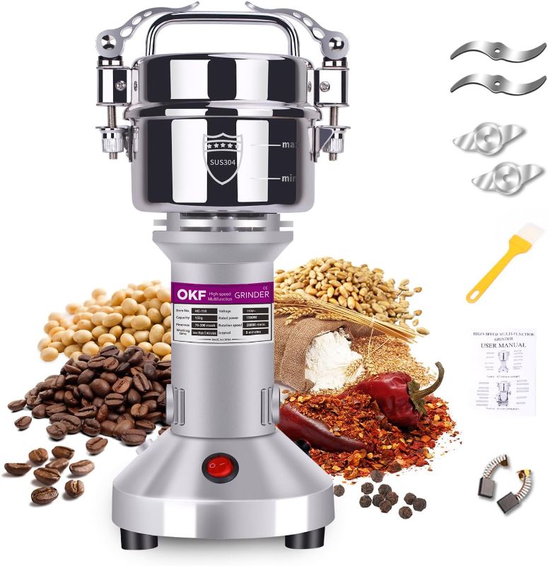 Photo 1 of 150g Grain Mill Grinder, 304 Stainless Steel Grain Mill, 1500W High-speed Commercial Spice Grinder, Superfine Grain Grinder, Flour Mill Grinder for Home, Grinder for Kitchen, Spice Grinder Electric