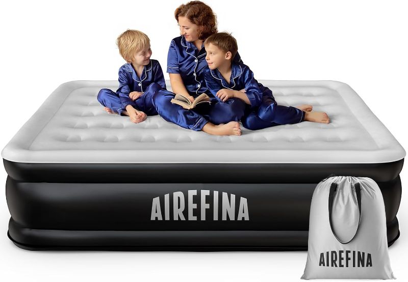 Photo 1 of Airefina Air Mattress Queen with Built in Pump for Guest, Upgraded 18" Blow Up Inflatable Mattress Portable with Carrying Bag Home Camping Colchones Inflables 3 Mins Quick Inflation Deflation Air Bed