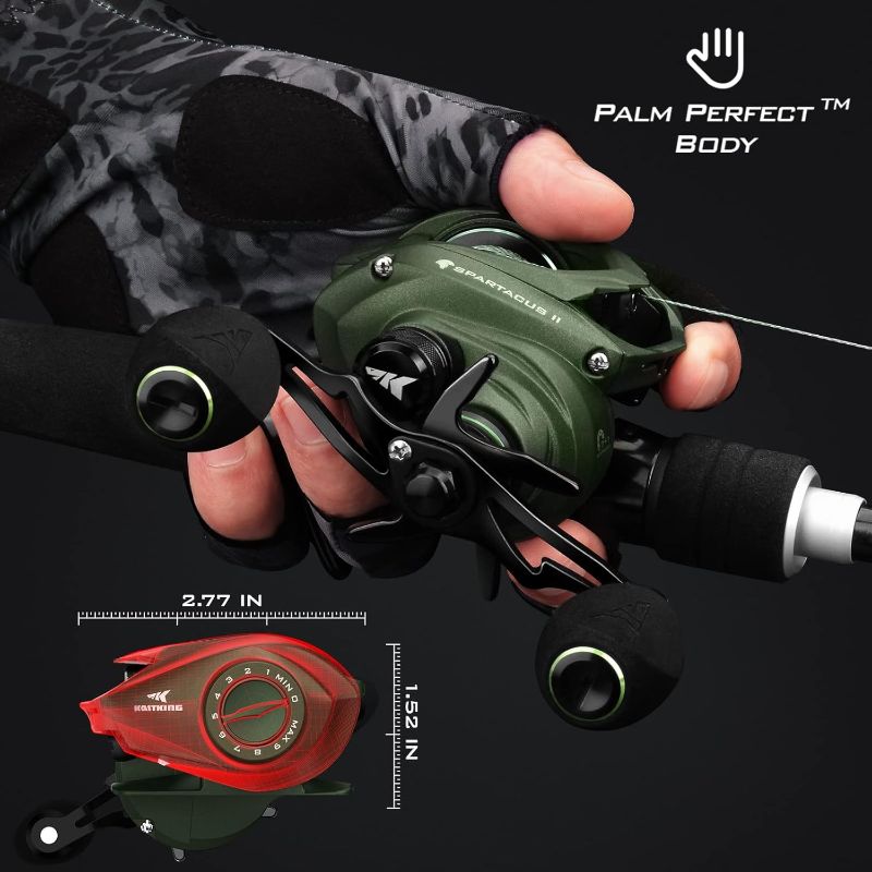 Photo 2 of KastKing Spartacus II Baitcasting Fishing Reel, 6oz Ultralight Baitcaster Reel, Super Smooth with 17.6 LB Carbon Fiber Drag, 7.2:1 Gear Ratio, 39mm Palm Perfect Lower Profile Design