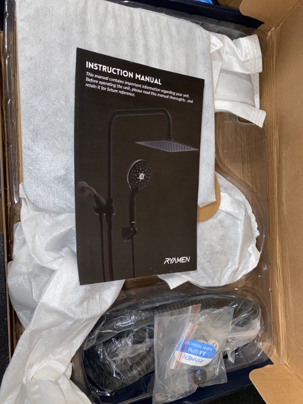 Photo 1 of Dual Shower Head Combo, Black 8'' High Pressure Rain/Rainfall Shower Head,5 Settings Adjustable Handheld Showers,with 15" Height Adjustable Slide Bar,Holder/59’‘ Hose
