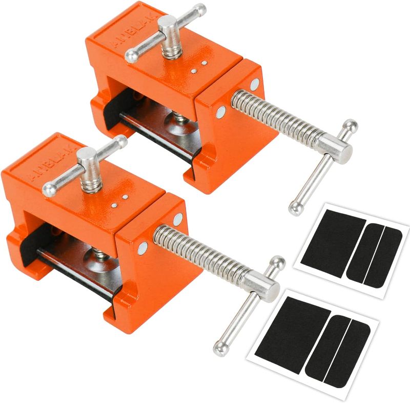 Photo 1 of Cabinet Clamps, Cabinetry Clamps Cabinet Face Frame Clamps Cabinet Installation Clamps Cabinet Tools with Two Side Screws and Alignment Plate, 2 Pack (Orange)
