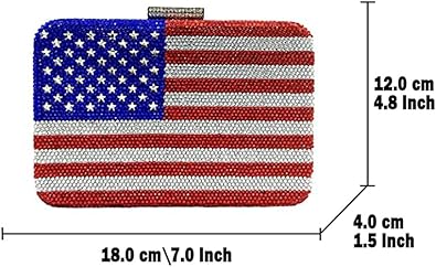 Photo 2 of Boutique De FGG The American National Flag Crystal Clutch Purse for Women Evening Bags Party Chain Shoulder Handbags, Small
