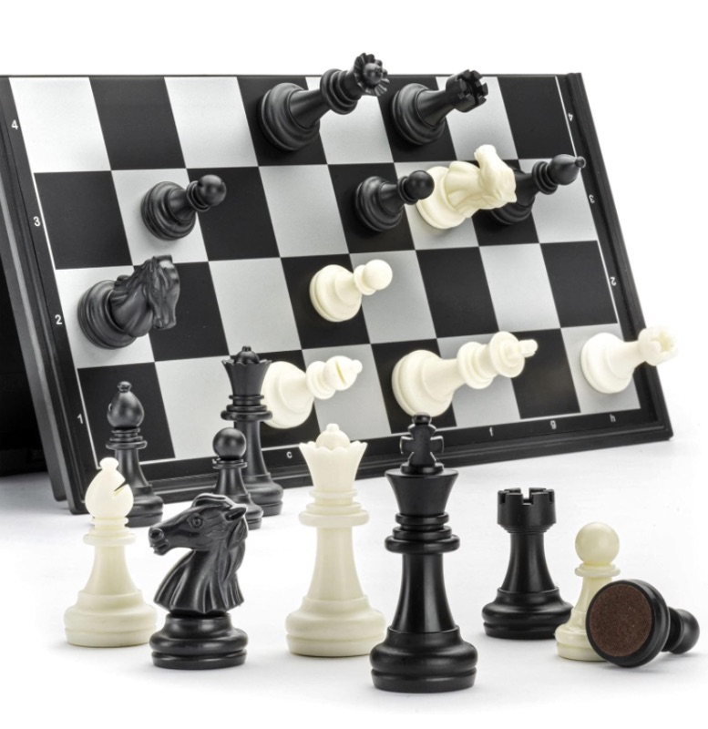 Photo 1 of A&A Magnetic Plastic Travel Chess Set w/Folding Chess Board, Educational Toys for Kids and Adults - 12.6"(32cm) * 12.6"(32cm) Board