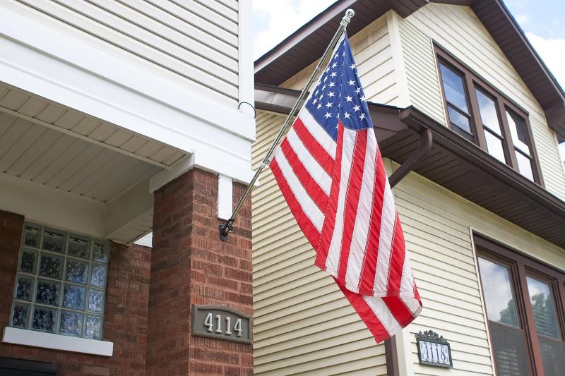 Photo 1 of American Flag 3x5 FT Outdoor, Heavy Duty Nylon High Wind US Flag, American Made, Embroidered Stars, Sewn Stripes, Brass Grommets, The Best Double Sided United States Flag Suitable For Outside Use
