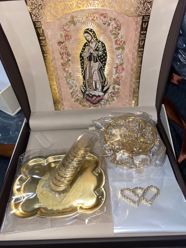 Photo 2 of Arras De Boda Catolica Virgen De Guadalupe Gifts, Arras Para Boda Catolica,Arras De Matrimonio,Arras for Wedding Coins Catholic,Classic Gold Ceremony Arras Set Decoracion Wedding Accessories DAMAGE BOX ONLY**