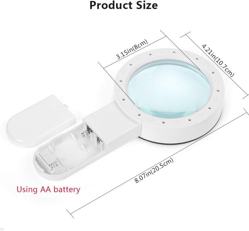 Photo 2 of AIXPI Magnifying Glass with Light, 30X Handheld Large Magnifying Glass 12 LED Illuminated Lighted Magnifier for Macular Degeneration Seniors Reading Inspection Coins Jewelry
